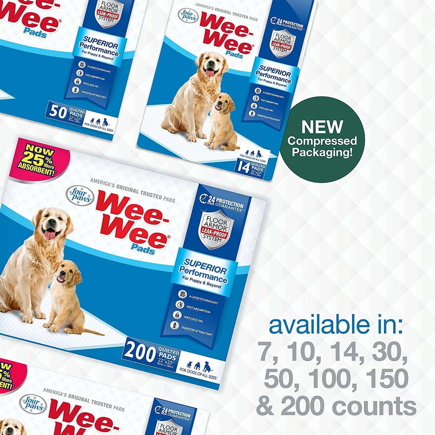 Wee-Wee Superior Performance Pee Pads for Dogs - Dog & Puppy Pads for Potty Training - Dog Housebreaking & Puppy Supplies - 22" X 23" (200 Count)