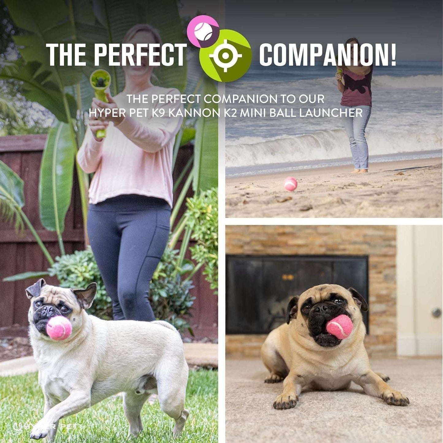 MINI Tennis Balls for Dogs (Pet Safe Dog Ball Dog Tennis Balls for Exercise & Training) Dog Ball Interactive Dog Toys Work with K9 Kannon MINI Dog Ball Launcher - 4 Pack MINI Pink