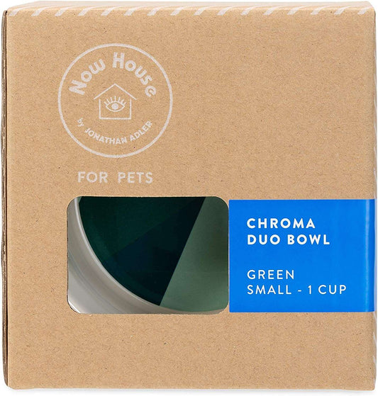 Now House for Pets by  Green "Chroma" Duo Bowl, Small | Dishwasher Safe, Easy to Clean Dog Bowl with Anti-Skid Lid | Dual Functionality Bowl for Dogs for Storage or Travel