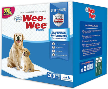 Wee-Wee Superior Performance Pee Pads for Dogs - Dog & Puppy Pads for Potty Training - Dog Housebreaking & Puppy Supplies - 22" X 23" (200 Count)